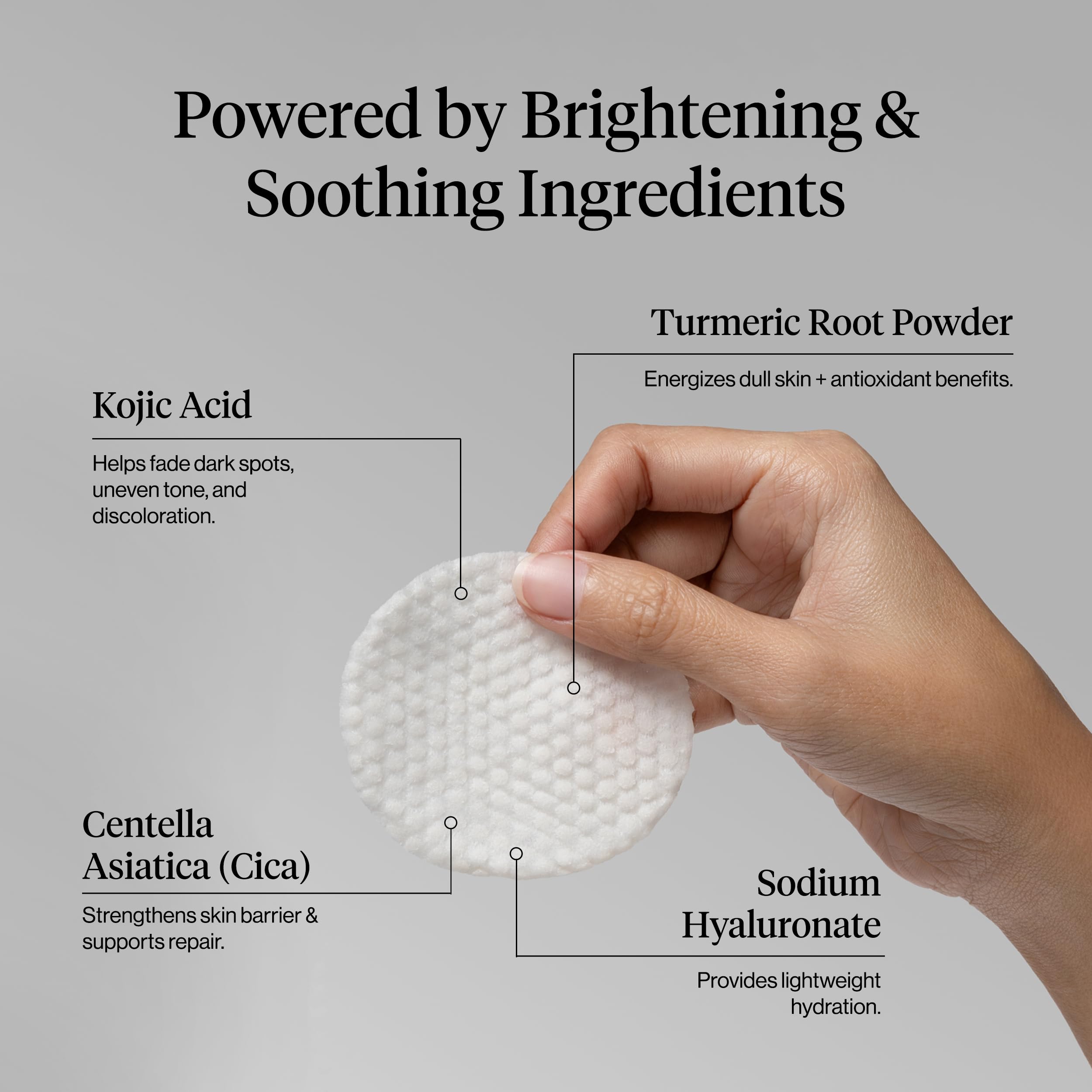 Kitsch Kojic Acid Pre-Soaked Cotton Pads for Face and Body – 50 Count | with Turmeric & Cica to Smooth, Refresh & Even Tone Skin Care – Exfoliating & Brightening Cleansing Pads