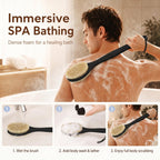 Back Scrubber for Shower with Long Handle, Exfoliating for Body,Black | Double Sided Bristles (Stiff & Soft), Anti-Slip Grip, Lightweight - Gift for Seniors, Includes Lanyard & Hook