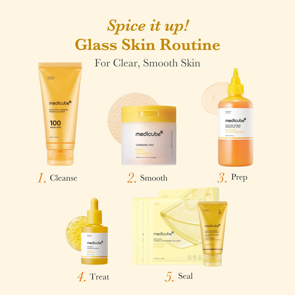 medicube Kojic Acid Turmeric Smoothing Toner for Face & Body | Lightweight Toner for Balancing Uneven Skin Tone & Texture - Niacinamide, Glycolic Acid for Clear Glass Skin, 8.45 fl.oz