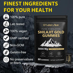 Shilajit Gummies for Men & Women - Shilajit Gold Gummies Rich In Ashwagandha, Gokshura with 85+ Minerals, Authentic Flavor,Organic, Zero Sugar & Vegan, 100% Natural - 80 Count (80 Count (Pack of 1))