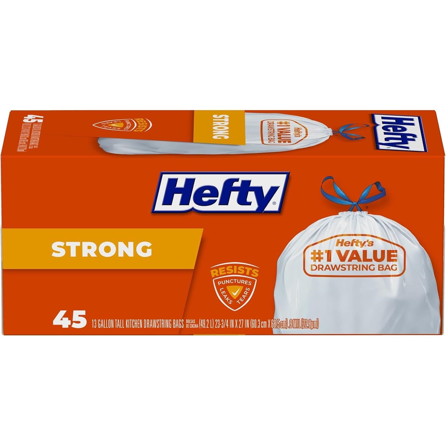Buy now Hefty Strong Tall Kitchen Trash Bags, Unscented, 13 Gallon, 45 Count 45 Count (Pack of 6) at indiglob india