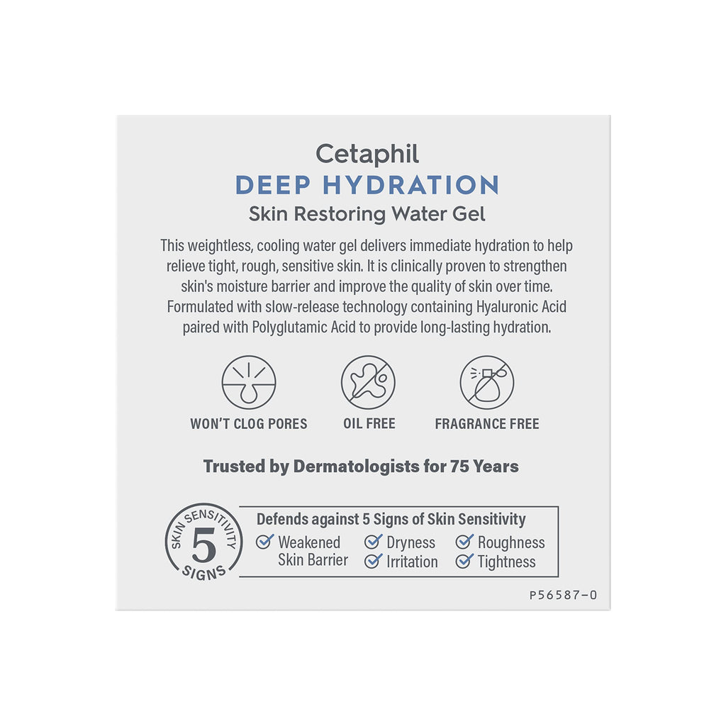 Buy now Cetaphil Deep Hydration Skin Restoring Water Gel with Hyaluronic and Polyglutamic Acid, Face Moisturizer, 72 Hour Hydration, For Dry, Dehydrated Sensitive Skin, Fragrance Free, 1.7 oz, Fragrance Free at indiglob india