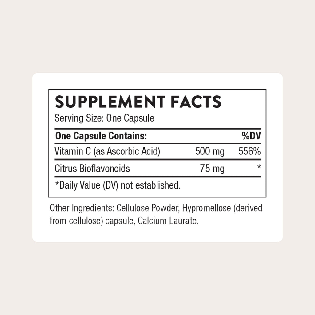 THORNE Vitamin C 500 mg, Citrus Bioflavonoids from Oranges, 90 Capsules | Supports Optimal Immune Function, Collagen Production & Liver Detoxification*, Antioxidant Properties, NSF Contents Certified