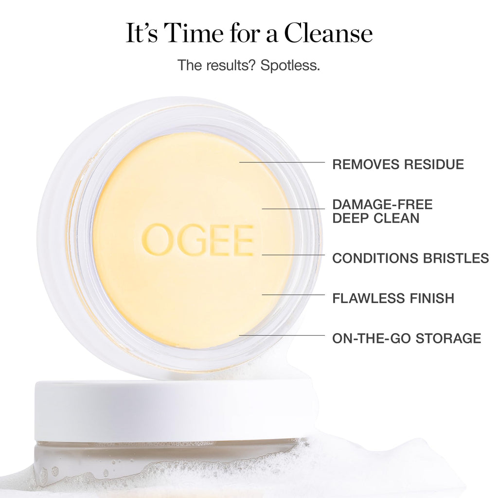 Ogee Brush Wash Bar - Gentle Makeup Brush Cleanser, Organic & Made in USA | Gentle Makeup Brush Washing Bar with Organic Ingredients, Safe for Bristles, Made in USA