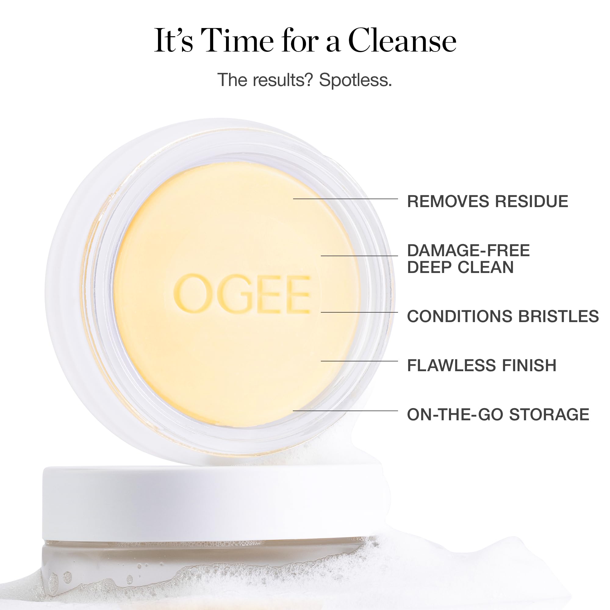 Ogee Brush Wash Bar - Gentle Makeup Brush Cleanser, Organic & Made in USA | Gentle Makeup Brush Washing Bar with Organic Ingredients, Safe for Bristles, Made in USA