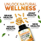 Turmeric Curcumin Supplement - 2400mg Organic Turmeric Per Serving - 95% Curcuminoids & BioPerine Black Pepper Extract for Best Absorption - Natural Vegan Joint Support, Bottled in USA - 240 Capsules