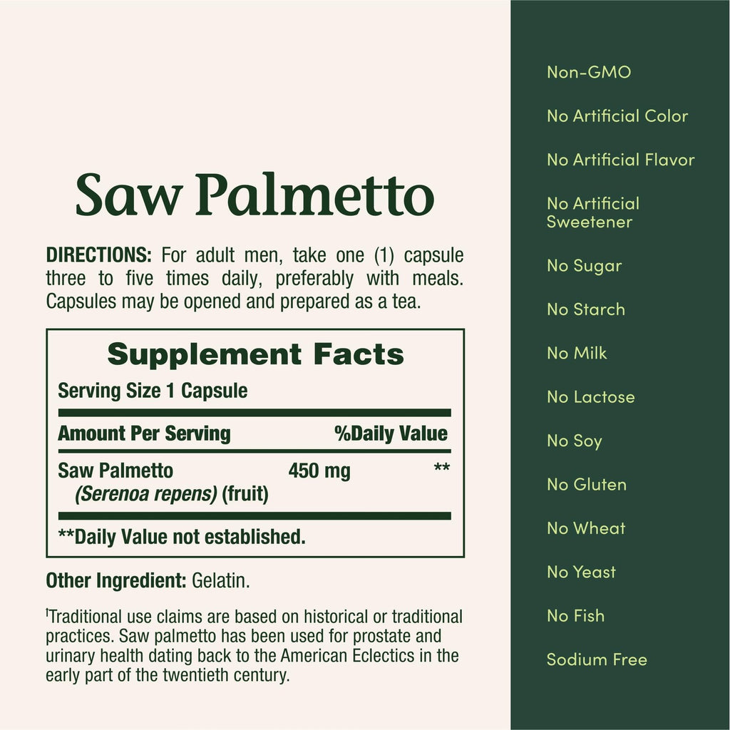 Nature's Bounty Saw Palmetto 450 mg, 100 Capsules