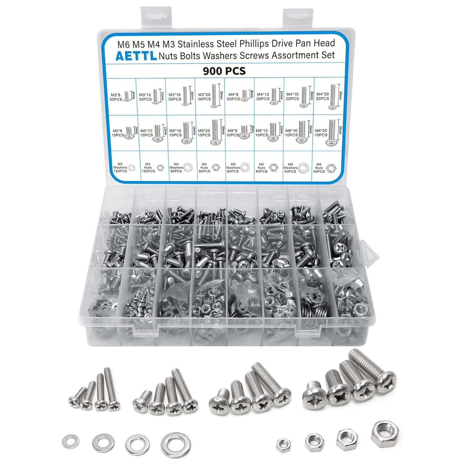 Buy now AETTLM6 M5 M4 M3 Nuts and Bolts Assortment Kit (660PCS) 900-srew at indiglob india