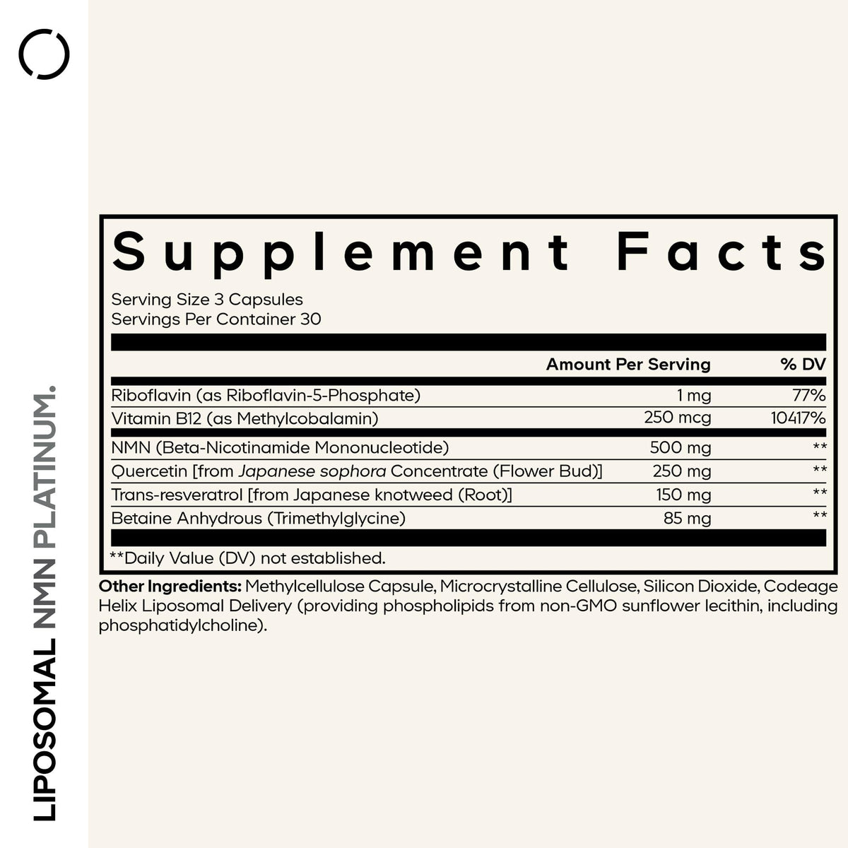 Codeage Liposomal NMN, 500mg, NAD+ Precursor, Quercetin, NSF, 90 Capsules
