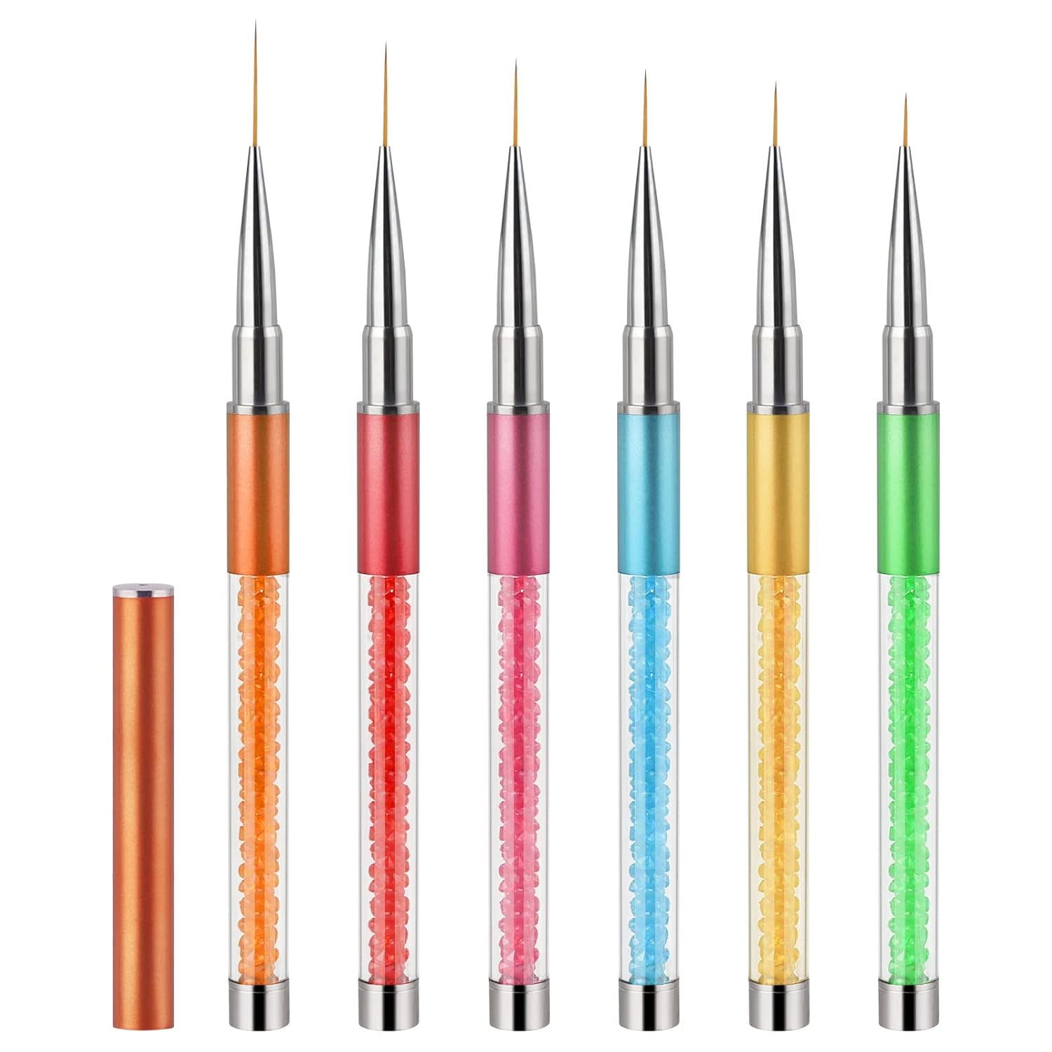 Buy now Artdone 31pcs Nail Art Brushes, Nail Art Tool Set, Dotting Tools, Dust Brush,Striping Brushes for Long Lines, Drawing Pen For Gel Polish Design supply 6PCS Nail Art Liner Brushes at indiglob india