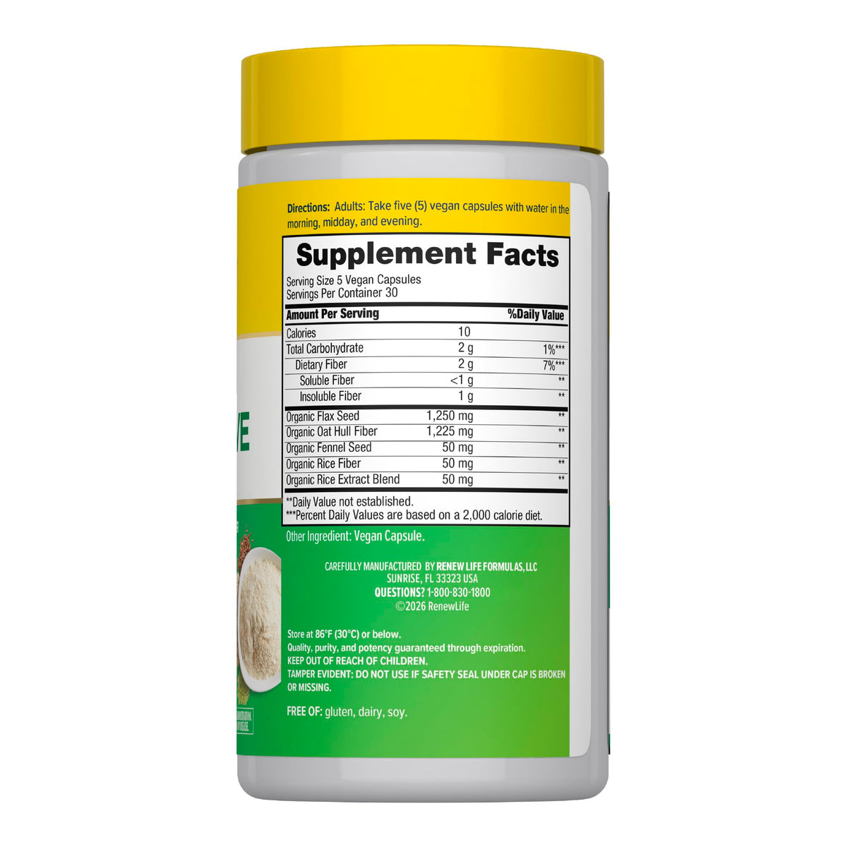Renew Life Daily Digestive Prebiotic Fiber | 150 Vegan Capsules