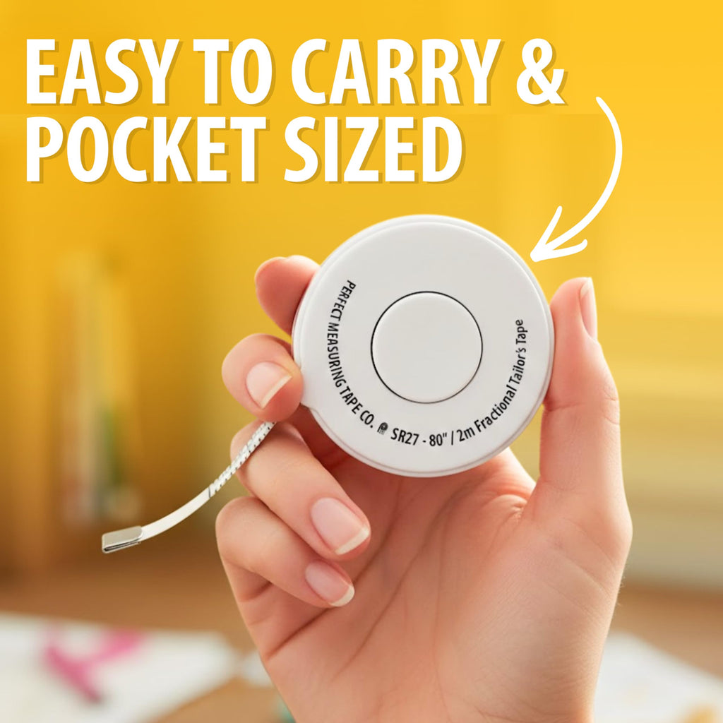 Perfect Measuring Tape - Premium Retractable Tailor’s Tape Measure & Crafters Tape – 80″ / 2m - Pocket Sized Fractional Inch & Metric Tape Measure for Fabric, Body, and Sewing Measurements