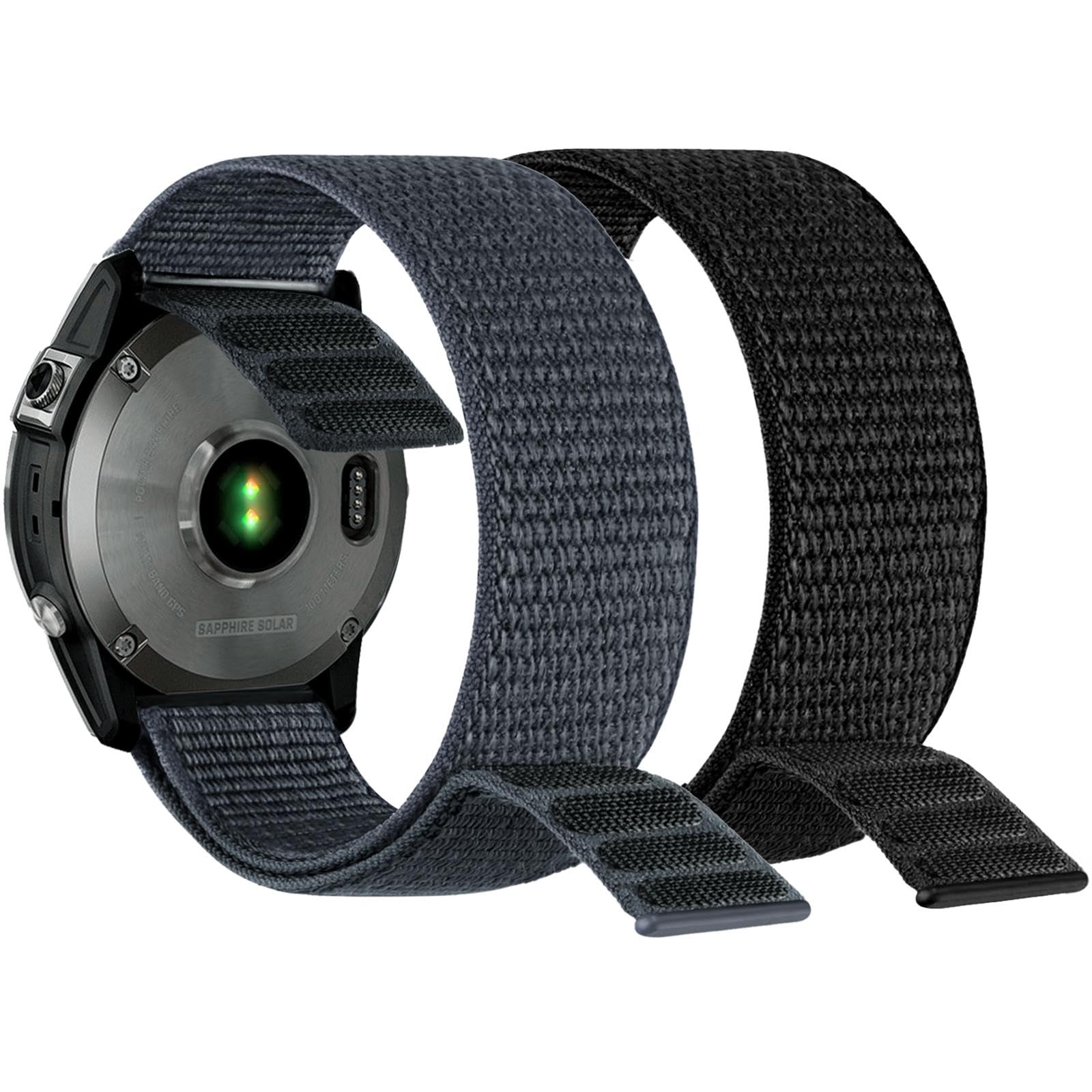 Buy now Abanen Hook and Loop Quick Dry Watch Band for Fenix 8 47mm/ epix Pro 47mm / Fenix 7/6/5, 22mm Woven Nylon Ultralight Sport Wristband Strap for Garmin Instinct 2, Instinct 3 45mm Black Grey at indiglob india