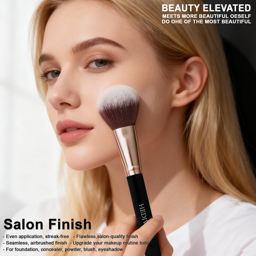 Black Makeup Brushes Set 14 Pcs Professional, Premium Synthetic Foundation Makeup Brush Concealer Powder Blush Eyeshadow Brushes with 2 Powder Puff & Dual-ended Mask Applicator.Gifts for Girls