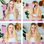 TOP4EVER 3 Barrel Curling Iron, 1-Inch Hair Crimper Tool for Women | Hair waver and hair crimper for women, designed to create beach waves, with two temperature settings for fine or thick hair.