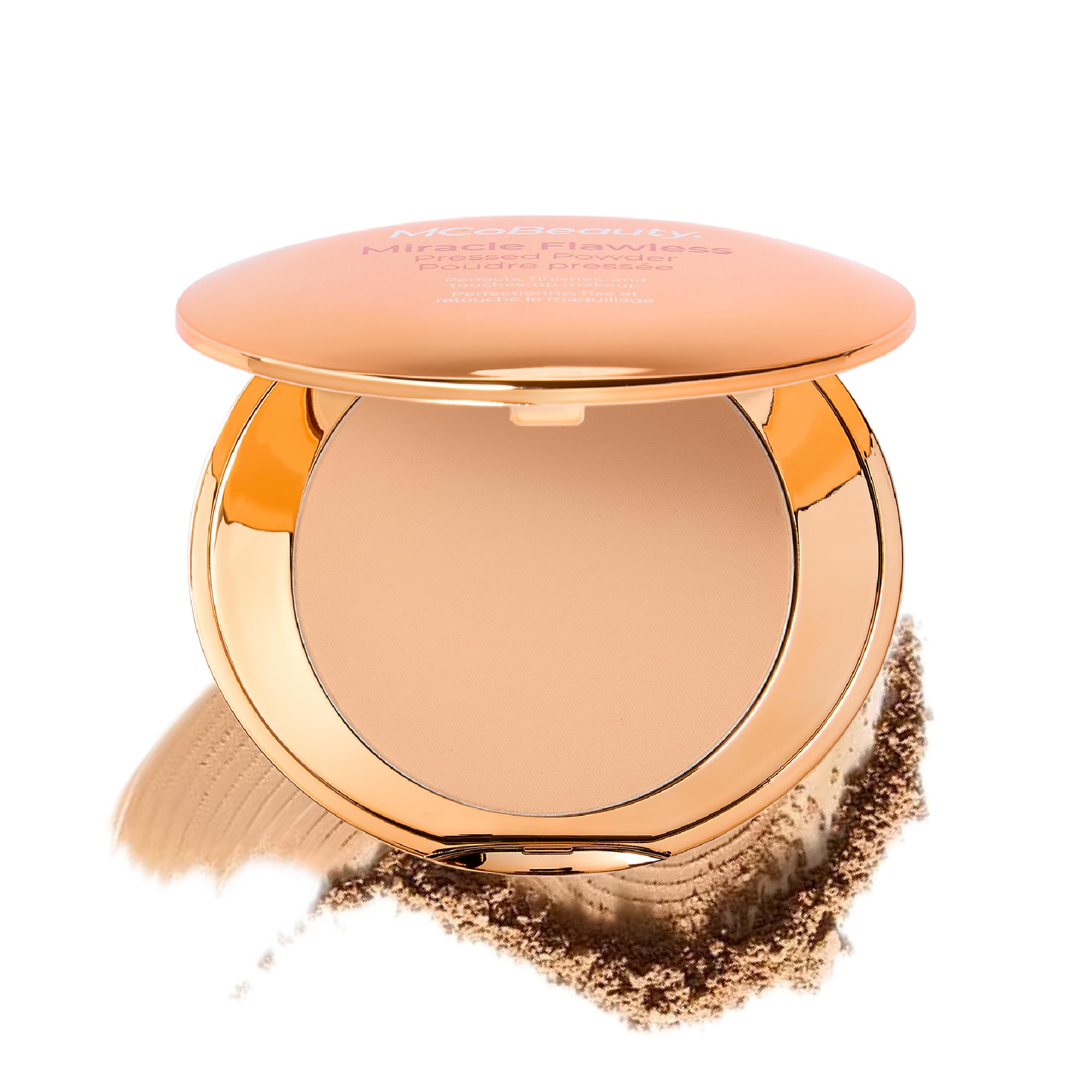 MCoBeauty Miracle Flawless Pressed Powder - 1 Light | Compact, Soft Focus Blurring, Finishing & Setting Makeup, Hydrating, Vegan & Cruelty Free