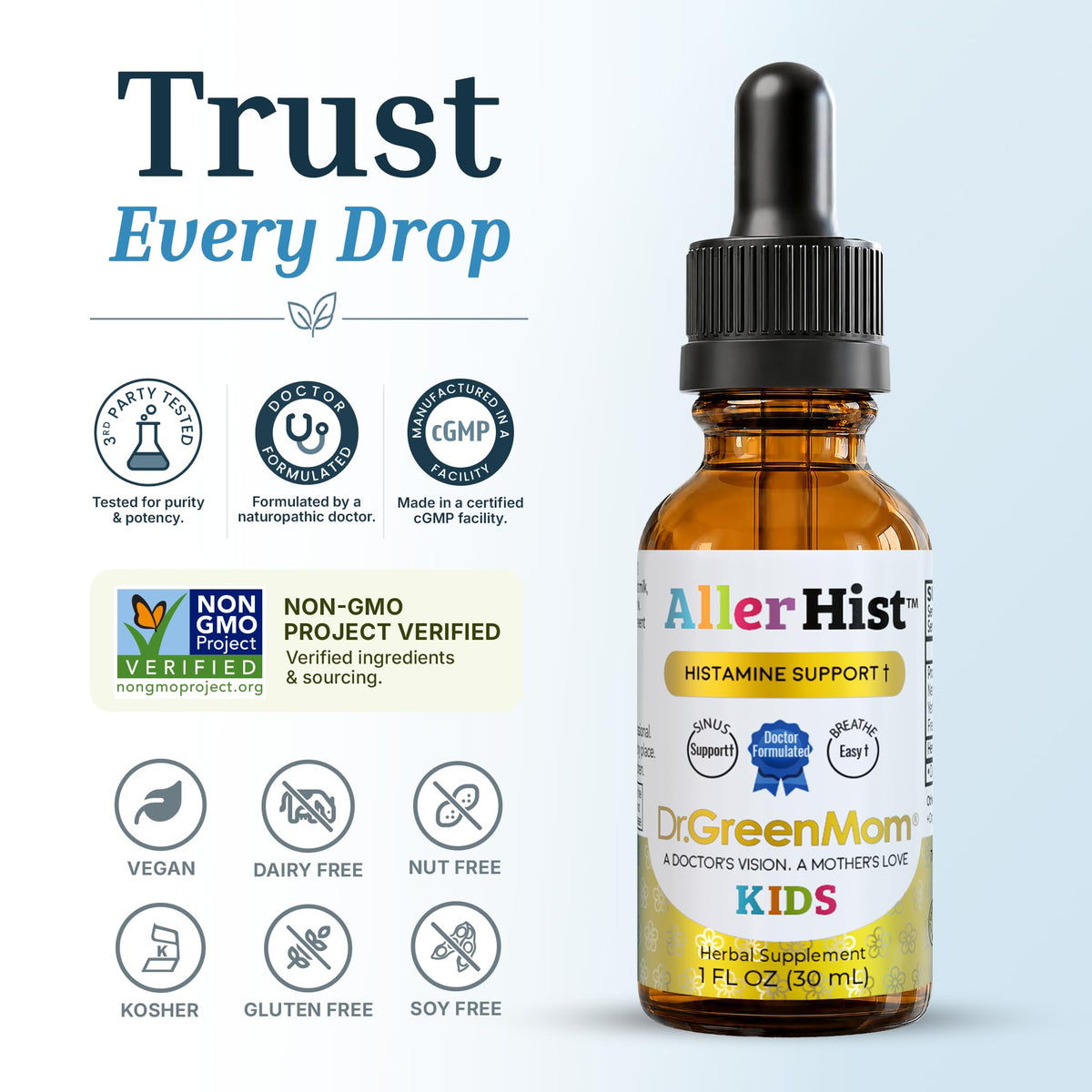 Dr. Green Mom Aller Hist Kids — Runny Nose & Itchy Watery Eye Support Drops