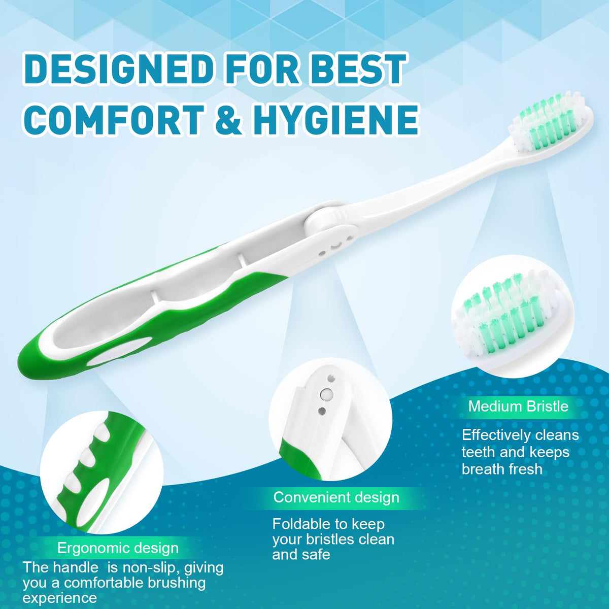 Navona 20 PCS Travel Toothbrush Set, Travel Size Folding Toothbrush