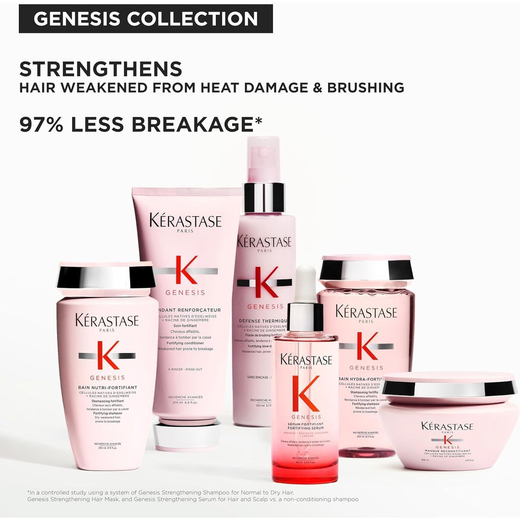 Kerastase Genesis Strengthening Nutri-Fortifiant Shampoo - Gently Cleanses & Clarifies the Scalp, Nourishes and Reduces Breakage, For Weak or Damaged Hair, Detangles & Hydrates, For Normal to Dry Hair