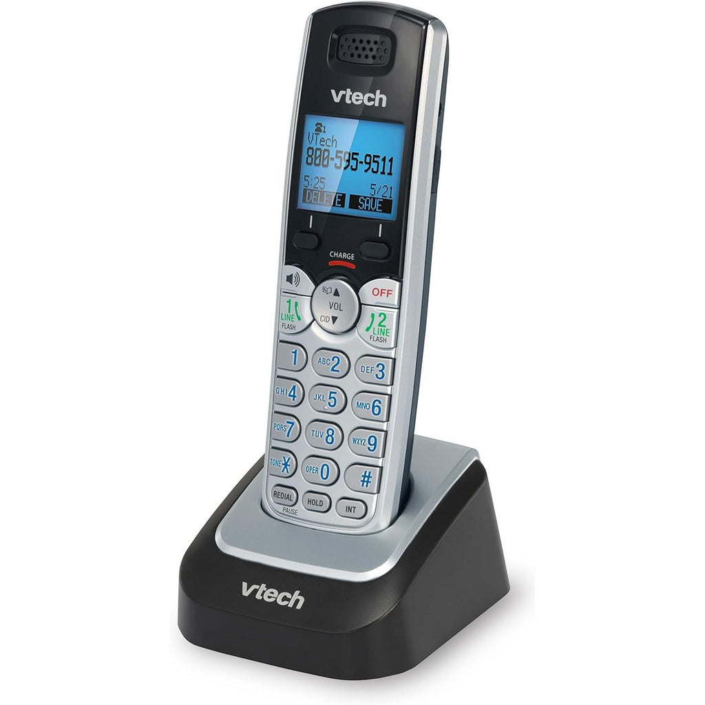 Buy now VTech Accessory Handset for DS6151 Series with 2-Line Cordless Phone, Suitable for Small Business or Home, Answering System, Expandable up to 12 Handsets, Intercom, Conference | DS6101 (Black/Silver) at indiglob india