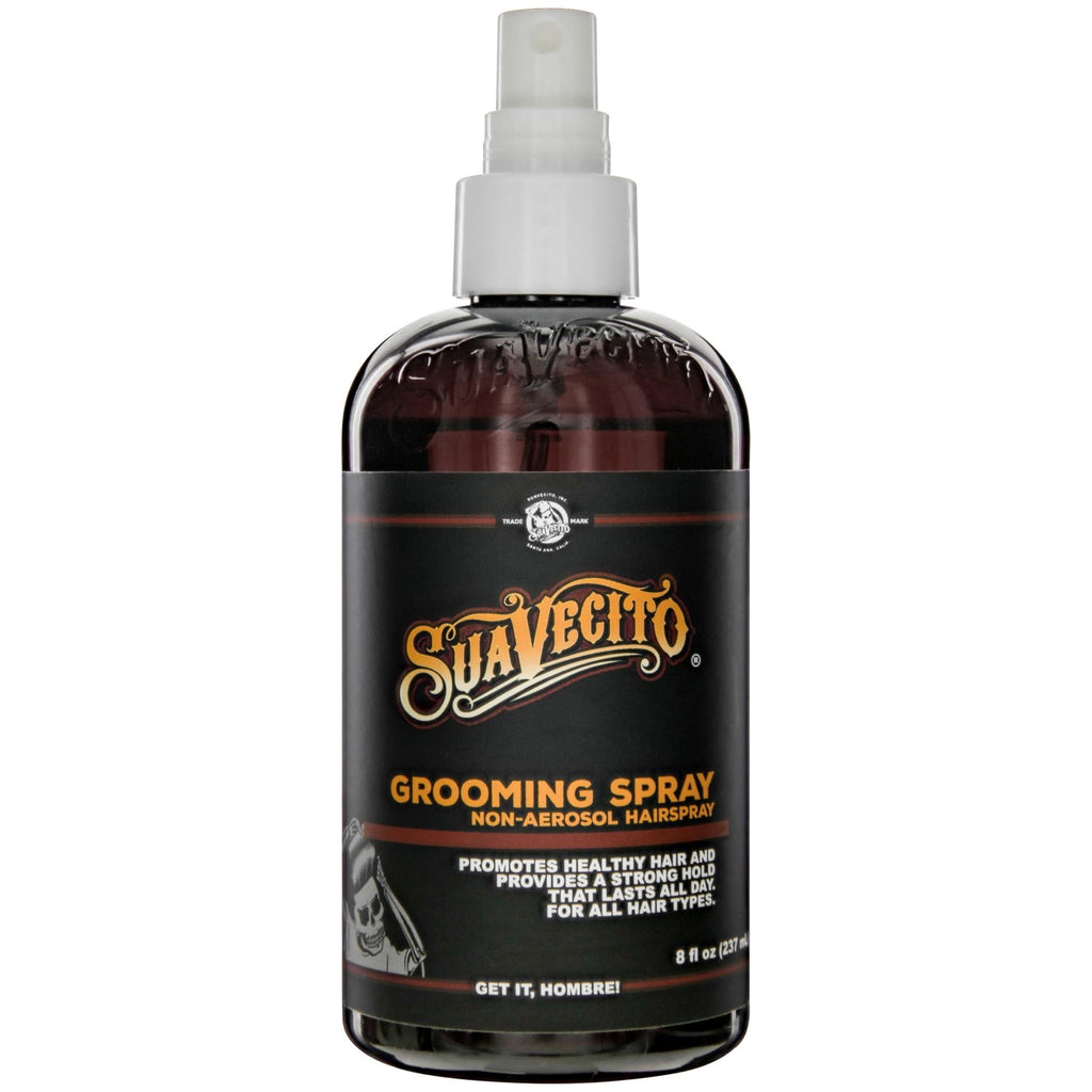 Suavecito Grooming Non-Aerosol Hairspray for Men - 8 oz - Classic Barber Scent, Medium Shine, Strong Hold Hair Spray - Works on all Hair Types & Textures