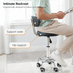 HOOBRO Height Adjustable Rolling Stool, 360° Rotating Drafting Chair, Multi-Purpose Office Desk Chair, Rolling Swivel Salon Stool Chair, for Barber Shop, Nail Salon, Office, Black SB01BY01G1