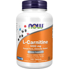 NOW Foods Supplements, L-Carnitine 1,000 mg, Purest Form, Amino Acid, Fitness Support*, 100 Tablets