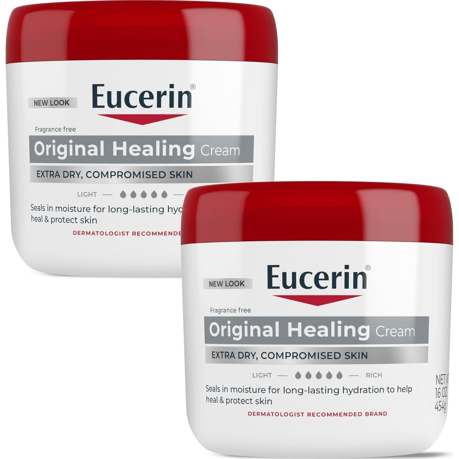 Eucerin Original Healing Cream, Emollient Enriched, 2 x 16 OZ | Unscented Body Cream for Extra Dry and Compromised Skin, Emollient Enriched Body Moisturizer, Long-Lasting Hydration