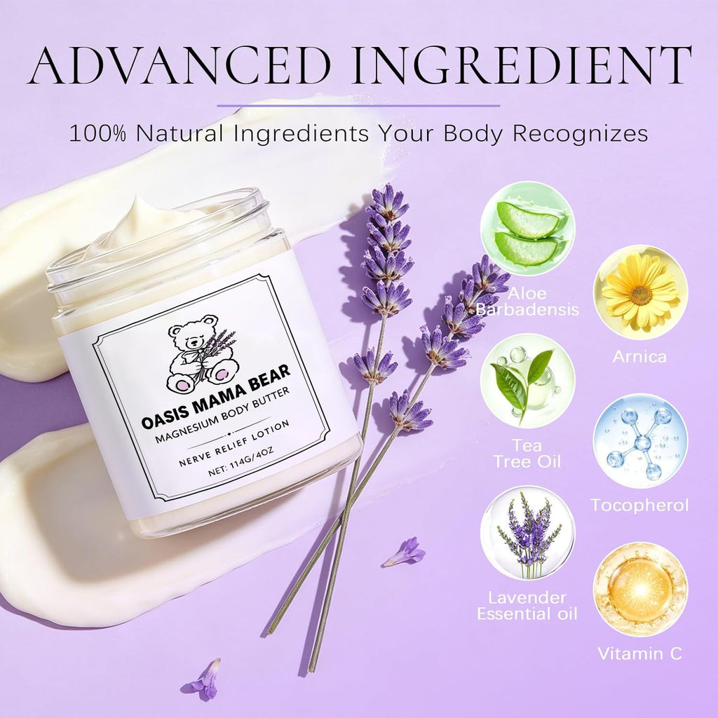 Neuropathy Cream, Magnesium Cream for Neuropathy, Nerve Relief Lotion for Feet Hand No Greasy Body Lotion with Natrural Ingredients For Soothing