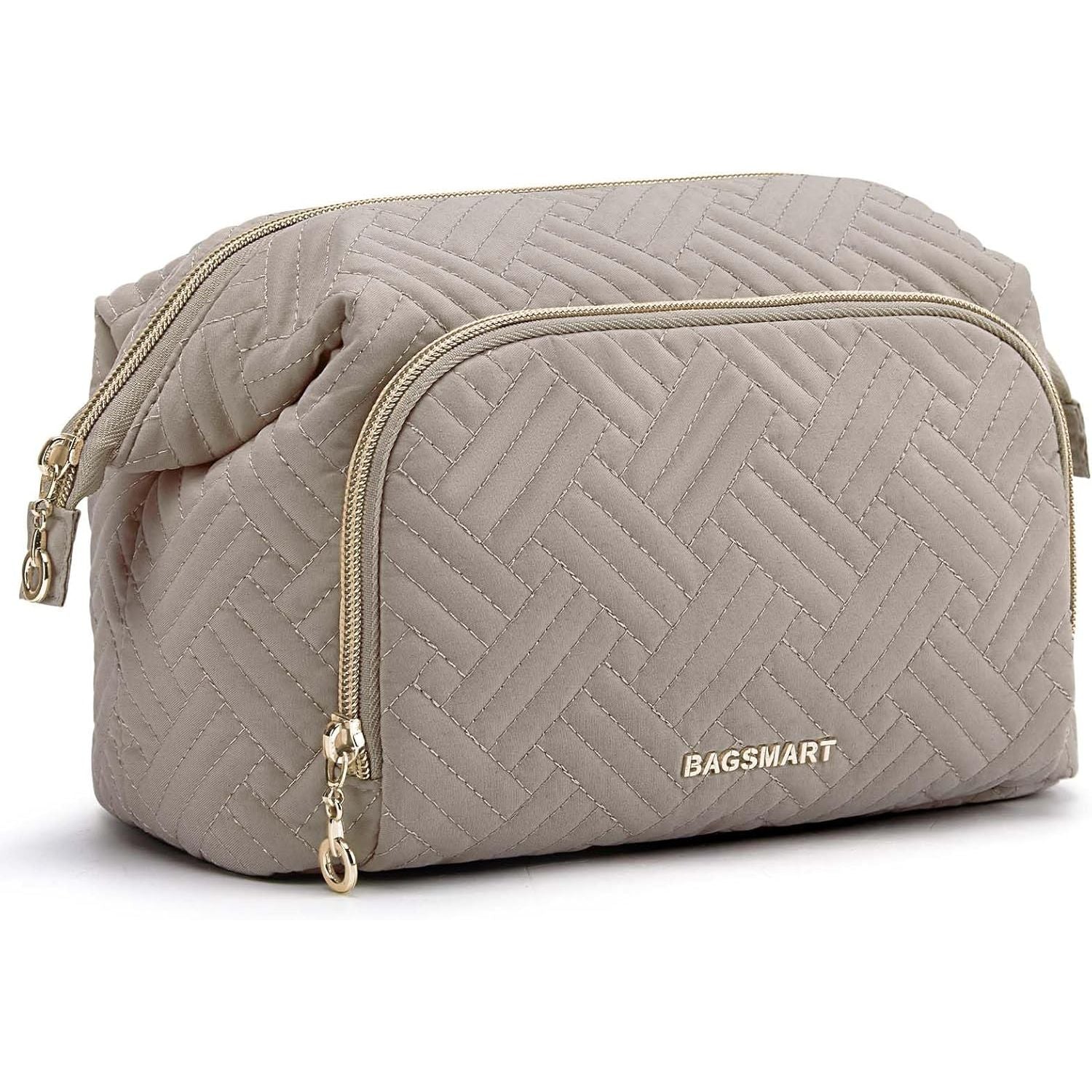 Buy now BAGSMART Travel Makeup Bag, Cosmetic Bag Make Up Organizer Case,Large Wide-open Pouch for Women Purse for Toiletries Accessories Brushes B-Large B-Tranquil Gray at indiglob india