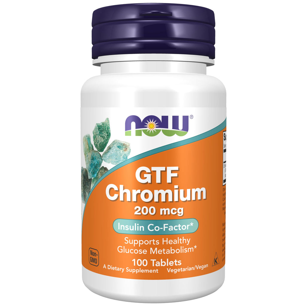 Buy now NOW Supplements, GTF (Glucose Tolerance Factor) Chromium 200 mcg, Insulin Co-Factor*, 100 Tablets at indiglob india