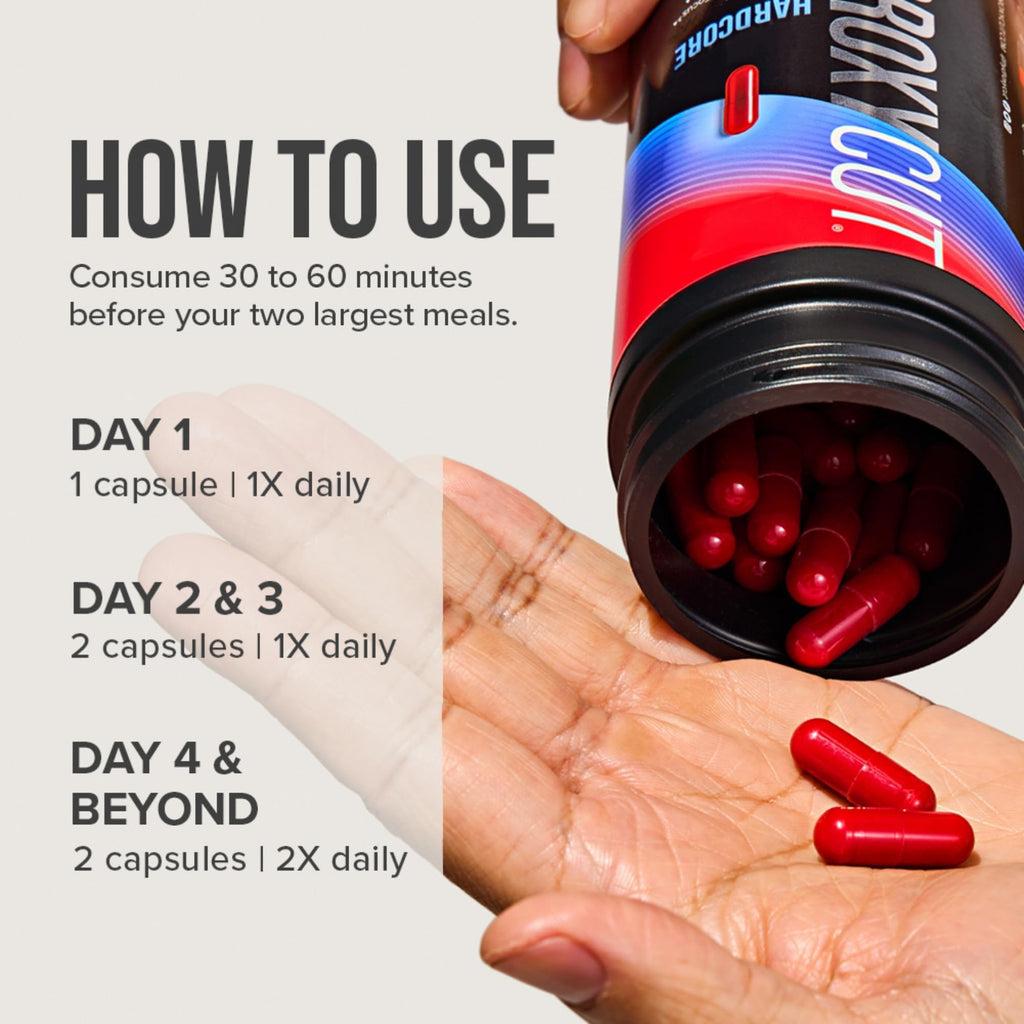 Hydroxycut Hardcore, Thermogenic Supplement, 60 Count | Energy and Metabolism Support, 265 mg Caffeine Anhydrous, Green Coffee Extract, Rapid Release Capsules