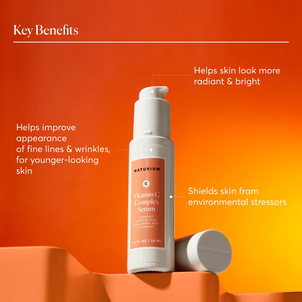 Naturium Vitamin C Complex Serum, Hyaluronic Acid & Vitamin E, 1 fl oz | Facial Treatment for Fine Lines & Wrinkles, Anti-Aging Formula for Hydration, Sensitive Skin, Travel Size, Face Serum
