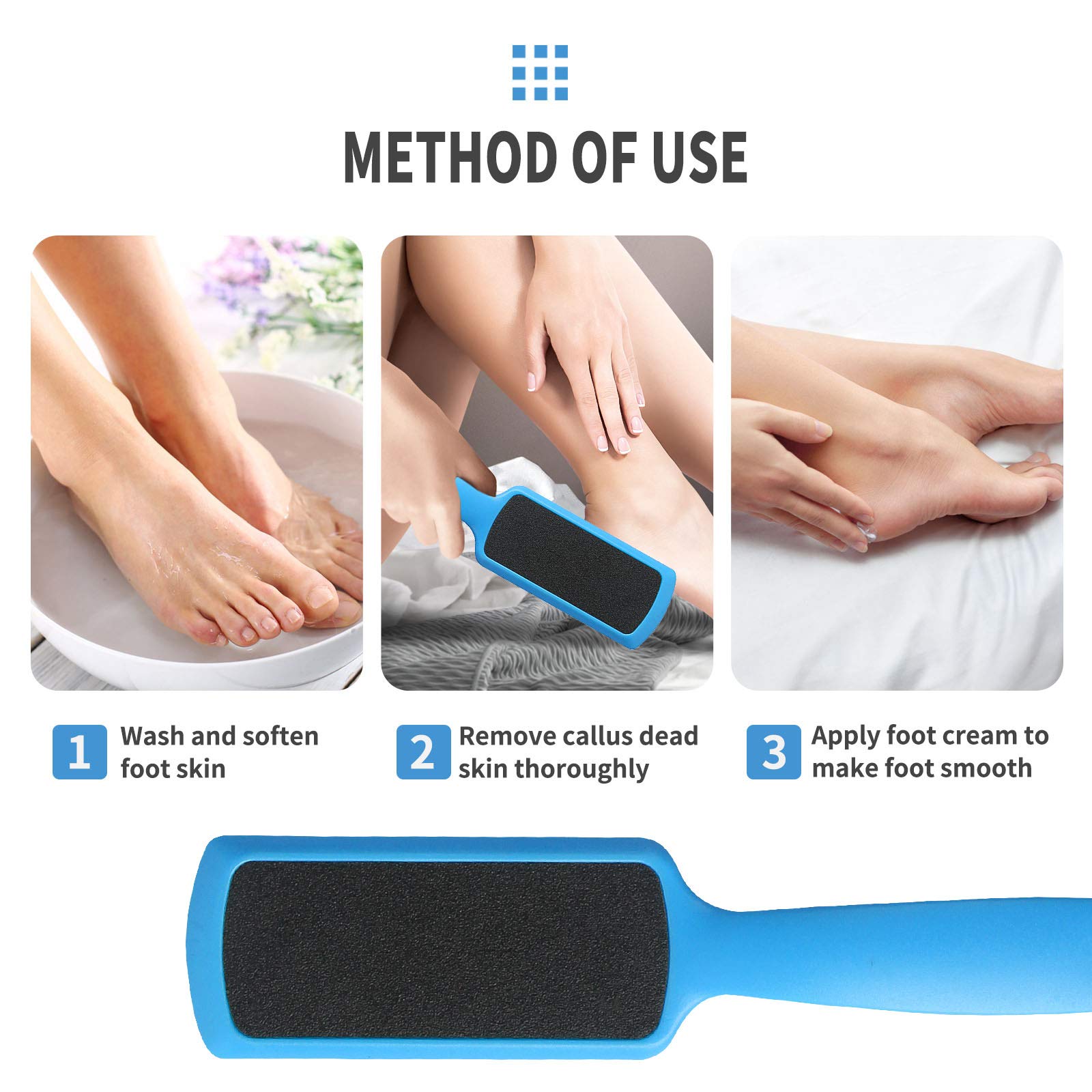 Pedicure Foot Files Callus Remover with Double Sided Feet Rasp | 3 Pack Foot File for Dead Skin Professional Scrubber for Feet