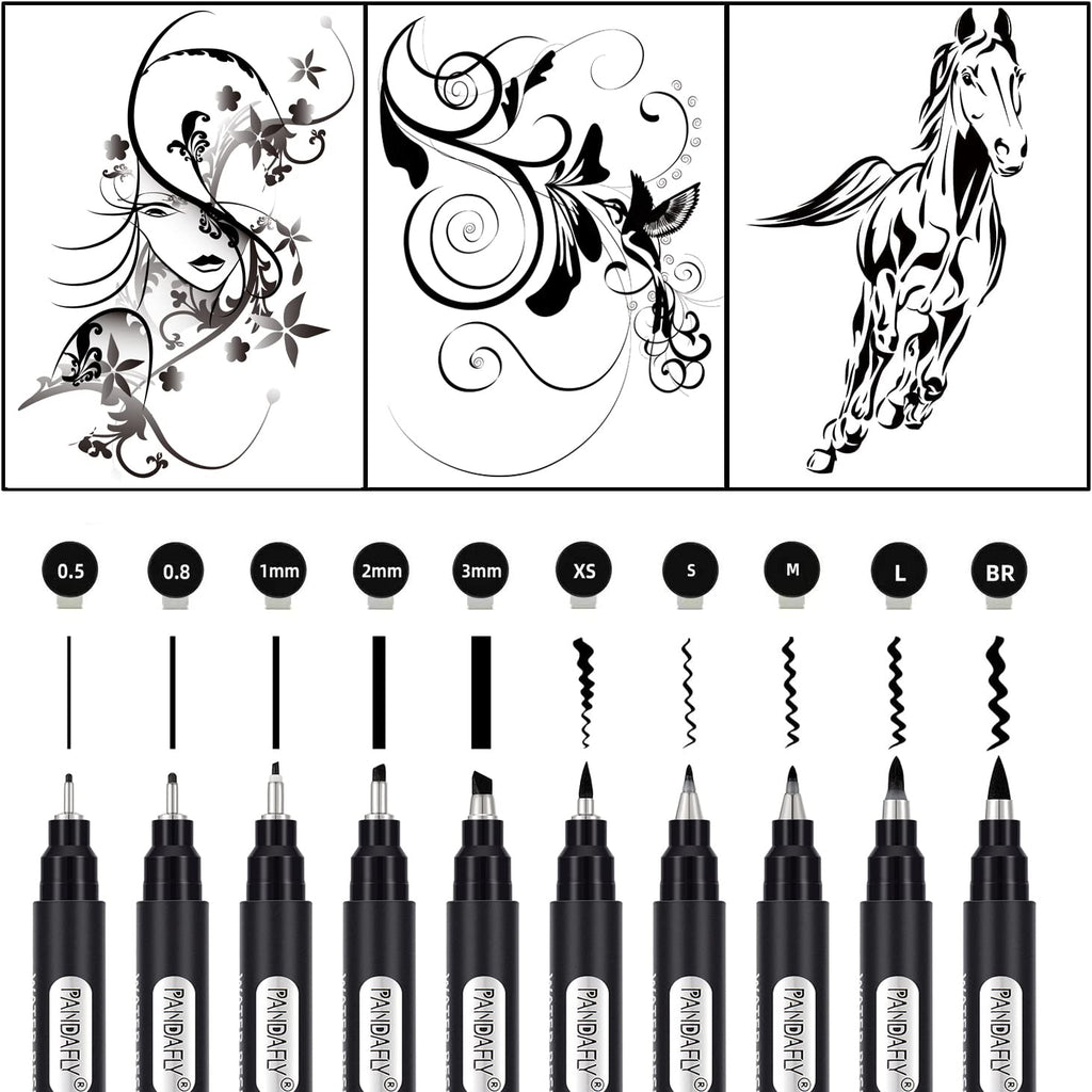 PANDAFLY Calligraphy Pens for Writing, 10 Size, Hand Lettering Pens