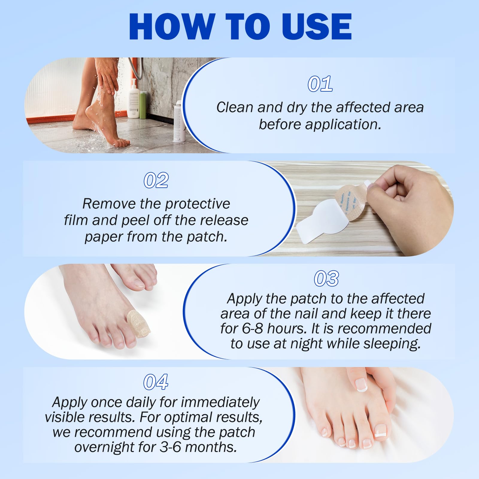 Toenail Care Patches, Nail Patches for Thick & Discolored Nails, Nail Conditioning Formula, Self-Adhesive Nail Care Stickers, 21 Patches