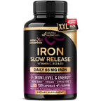 Iron Supplement for Women - Iron 65mg (Ferrous Sulfate 325mg) - 60 Caps | Iron Level & Energy Support - Vitamins C, D3, B6, B12 & Folate - Stomach Friendly, Slow Release, Bioavailable - 60-Day Supply