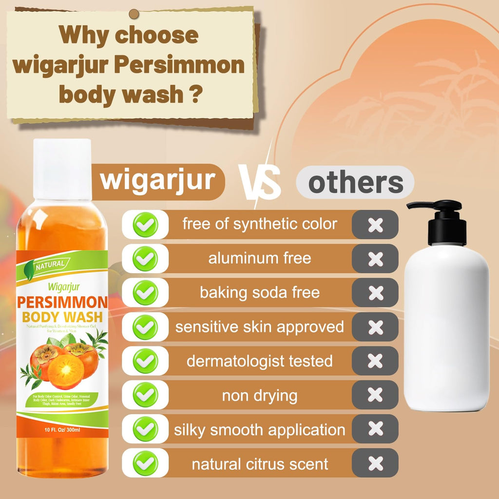Persimmon Body Wash for Body Odor Control, Age-Related Odor Cleanser