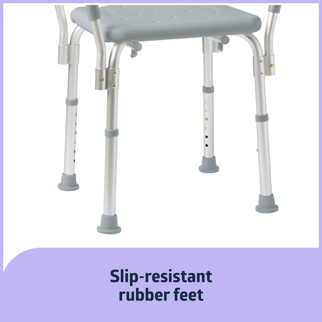 Medline Backless Shower Chair with Arms - 350 lb. capacity, Bench, Stool, Seat for Elderly, Seniors Independent Adult and Disabled Adults