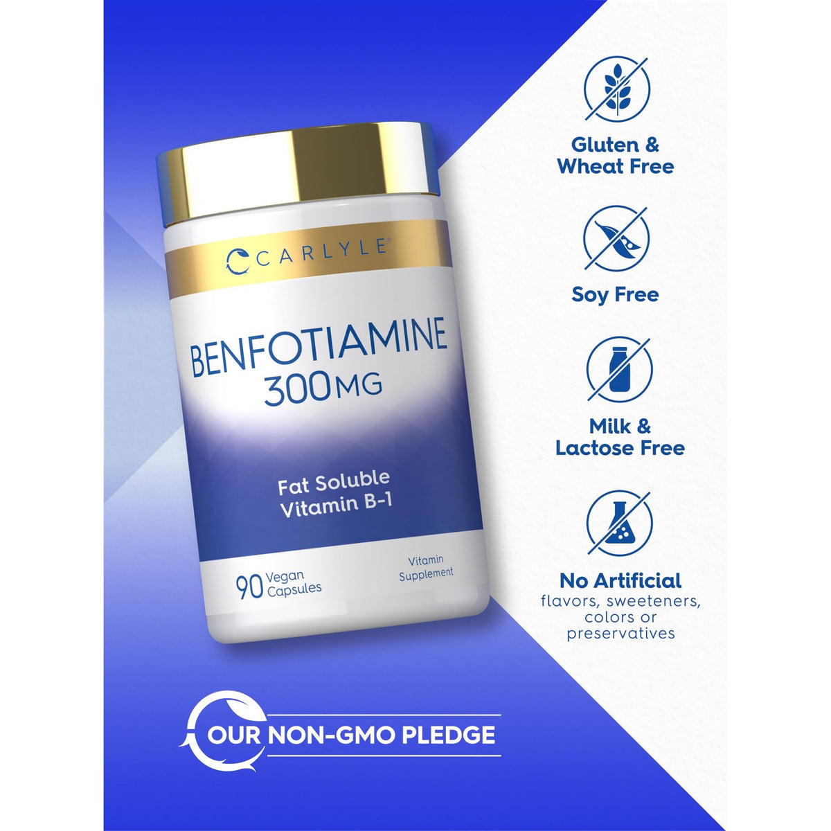 Carlyle Benfotiamine 300mg | 90 Capsules | Fat Soluble Vitamin B1 Thiamine