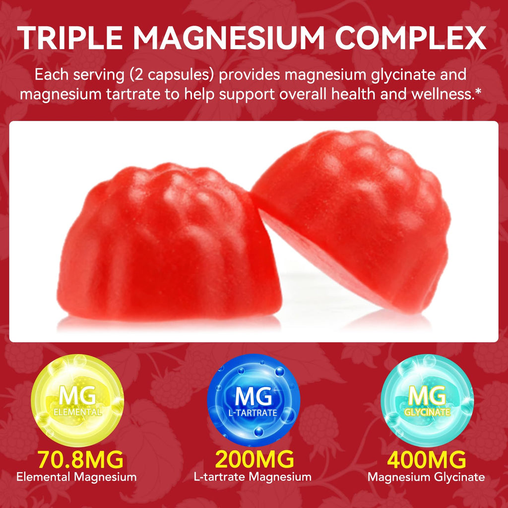 120 Count Magnesium Glycinate Gummies 600mg for Adults, Sugar Free | Supports Relaxation, Magnesium Glycinate Chewable, Non-GMO