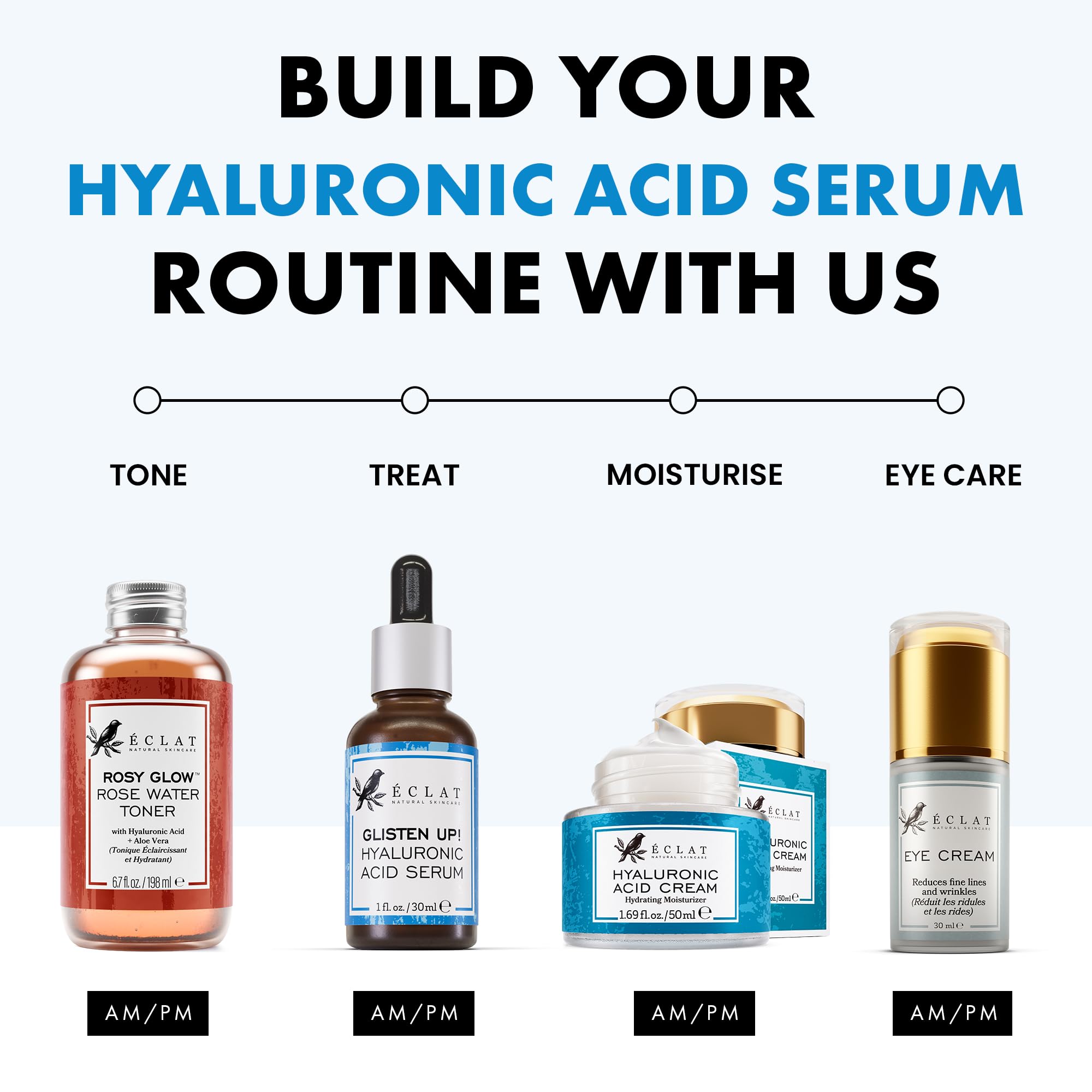 Buy now Eclat Skincare Hydrating Hyaluronic Acid Serum for Face – 2.5% Hyaluronic Acid + 3% B5, Green Tea & Jojoba Oil - Moisturizing & Plumping Formula for Radiant & Smoother Skin 1 Fl Oz at indiglob india