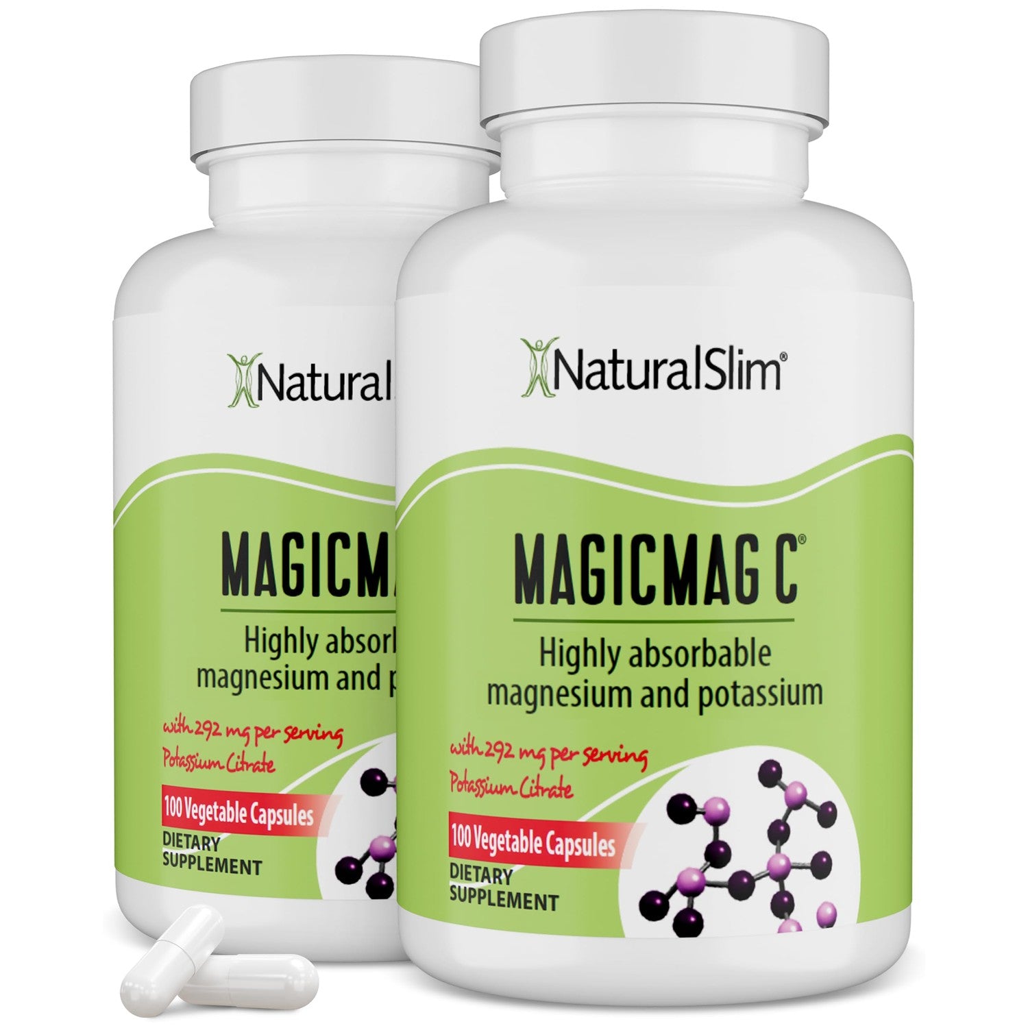 MagicMag C by NaturalSlim Magnesium Citrate, 100 Capsules | Magnesium Citrate Capsules, for Muscle Relaxation, Sleep Quality, Nerve Function and Electrolyte Support