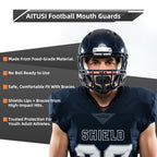 4-Pack Football Mouth Guards with Case for Youth & Adult, Permanent Strap