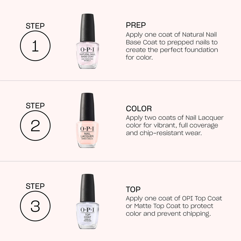 OPI Nail Lacquer Base Coat | Nail Prep & Treatment Formulas | Helps Protect Nails & Extend Polish Wear | Chip Resistant, Prevents Discoloration