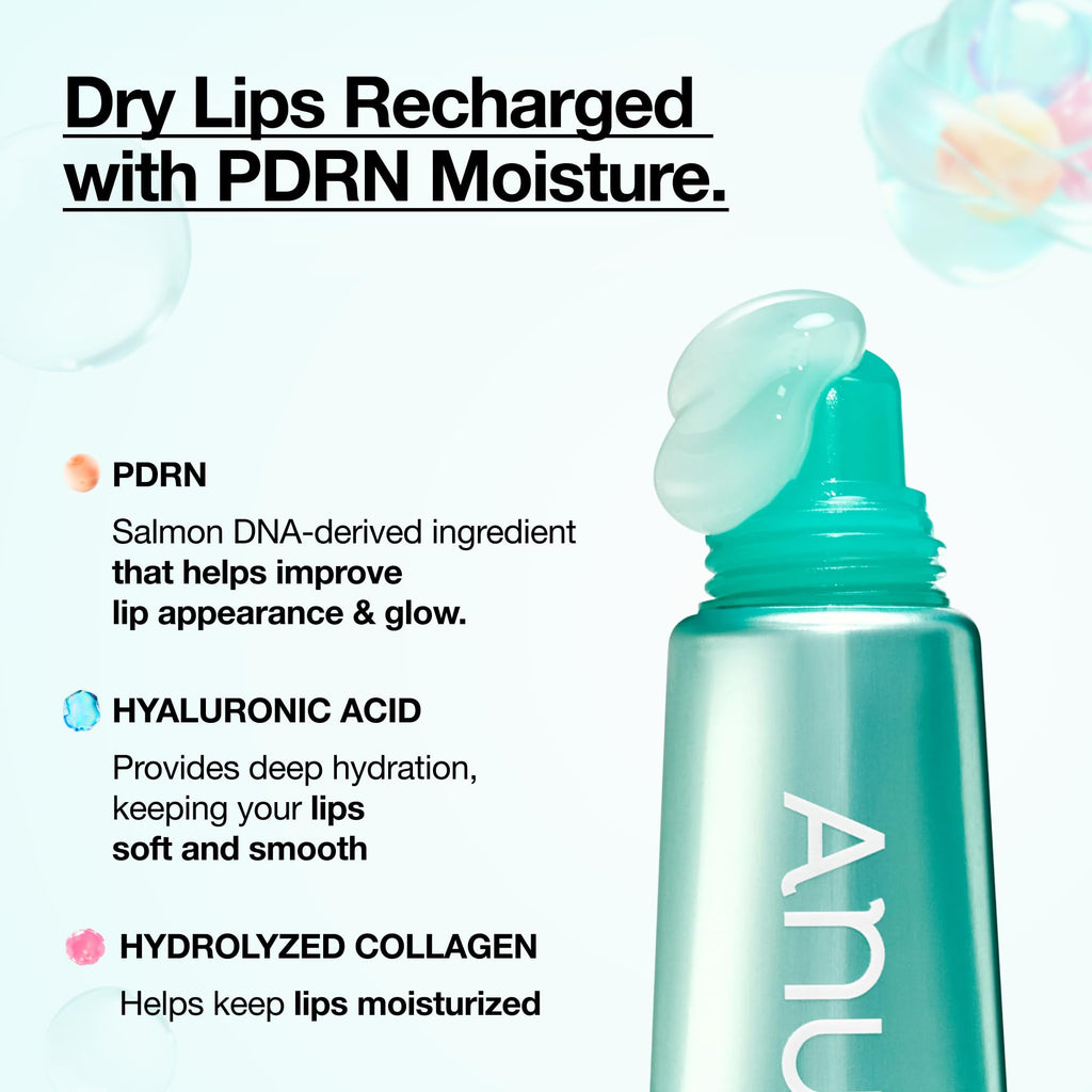 Anua PDRN Lip Serum, 0.33 fl.oz | Long-lasting Hydration for Dry Skin, Non-Sticky Moisturizing Lip Care with Salmon DNA, Hyaluronic Acid & Collagen