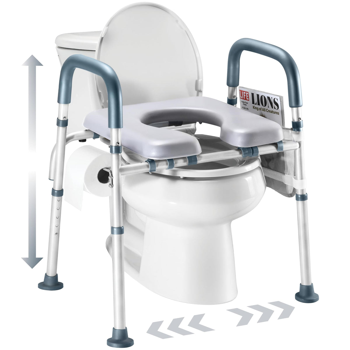 Toilet Seat Riser for Seniors, Adjustable Height & Width, 400lb