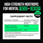 VitaRaw Organic Lions Mane Supplement Capsules 2400 mg - Powerful Nootropic - Helps Maintain Memory, Energy, and Mental Clarity - Vegan Brain Booster Focus Pills - Real Lion's Mane Supplement