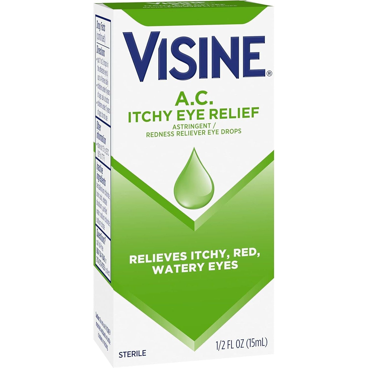 Buy now Visine A.C. Itchy Eye Relief Eye Drops with Zinc Sulfate & Tetrahydrozoline HCl, Eye Drop Treatment with Redness Reliever & Astringent for Itchy, Red, Watery & Irritated Eyes, 0.5 fl. oz at indiglob india
