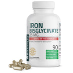 Bronson Iron Bisglycinate 25 mg, 90 Vegetarian Capsules | Gentle on the Stomach, Non-Constipating, Supports Energy & Red Blood Cell Production, Non-GMO, Gluten-Free & Soy-Free